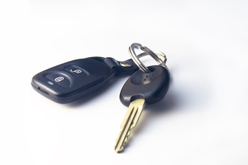 Car keys isolated over white background.