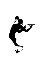 Vector silhouette of an Arabic genie lamp isolated - obrazy, fototapety, plakaty