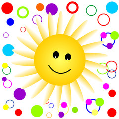 Happy Smiling Sun Pattern. Vector graphic background.