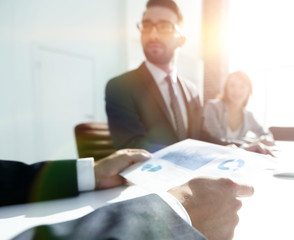 background image . business team at a Desk