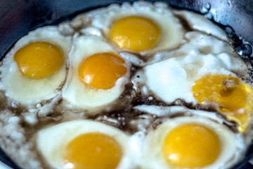 Fried eggs in a frying pan