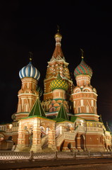 Fototapeta na wymiar Cathedral of the Intercession of the Holy virgin, at the Moat (St. Basil's Cathedral) on a winter evening, Moscow, Russia