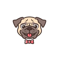 smiling pug dog smile cartoon logo vector mascot character