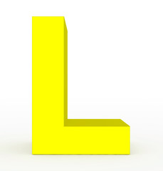 letter L 3d yellow isolated on white