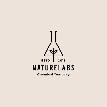 Leaf Lab Nature Hipster Retro Vintage Logo Badges Vector Icon Illustration