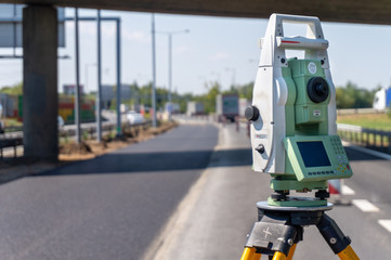 Surveyor equipment (theodolit) on construction site