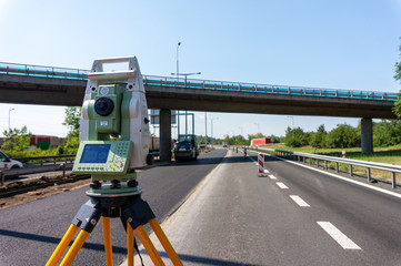 Surveyor equipment (theodolit) on construction site