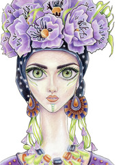 The girl with flower wreath in color (24)