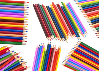 Colored pencils isolated on white background