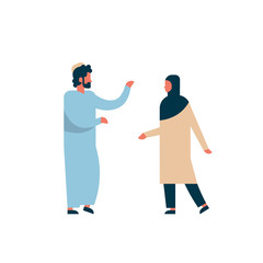 arab couple standing together communication concept man woman cartoon character silhouette full length isolated vector illustration