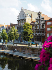 The old fishmongers guildhall at the Zoutwerf or Salt Wharf in Mechelen, Belgium. A vibrant trading quay in the middle ages.
