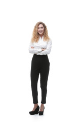 in full growth. a young woman assistant