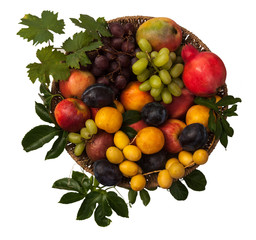 fresh ripe summer fruits on white background