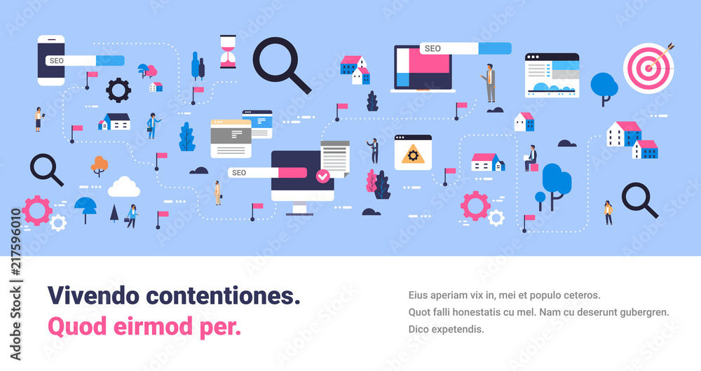 Poster search engine optimization map customer product moving website promotion seo mobile computer applica