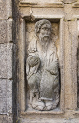 Santiago de Compostela, Galicia, Spain, June 14, 2018: Detail of the richly decorated façade of the Cathedral of St. James in Santiago de Compostela