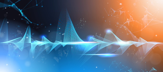 music waves equalizer musical bar dark background digital wave tech concept horizontal vector illustration