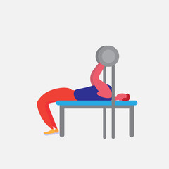 sportsman athlete lying bench barbell strong male fitness gym cartoon character healthy lifestyle concept isolated full length flat vector illustration