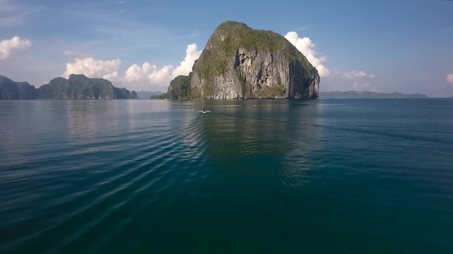Aerial view of Philippines Island, Amazing island in the ocean, Tropical beach and sea, Atoll of Palawan, HD video