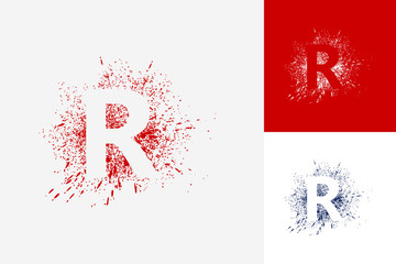 Letter R Splash Grunge Logo Template Design Vector, Emblem, Design Concept, Creative Symbol, Icon