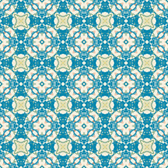 Obraz premium Retro geometric pattern in repeat. Fabric print. Seamless background, mosaic ornament, vintage style.