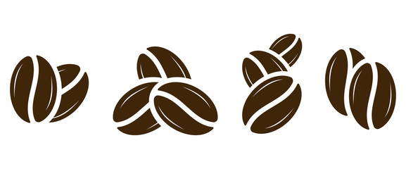 Coffee icon. Coffee beans set. Vector