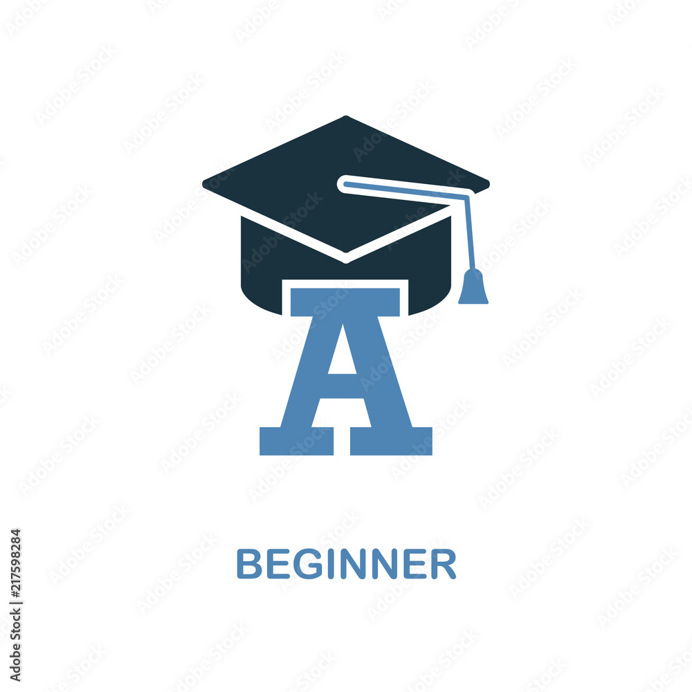 Poster beginner icon. simple element illustration. beginner pixel perfect icon design from education collec
