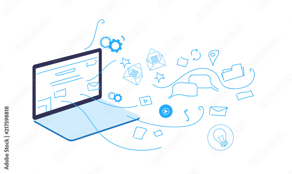 Poster cloud storage laptop screen synchronization online computer application social network communication