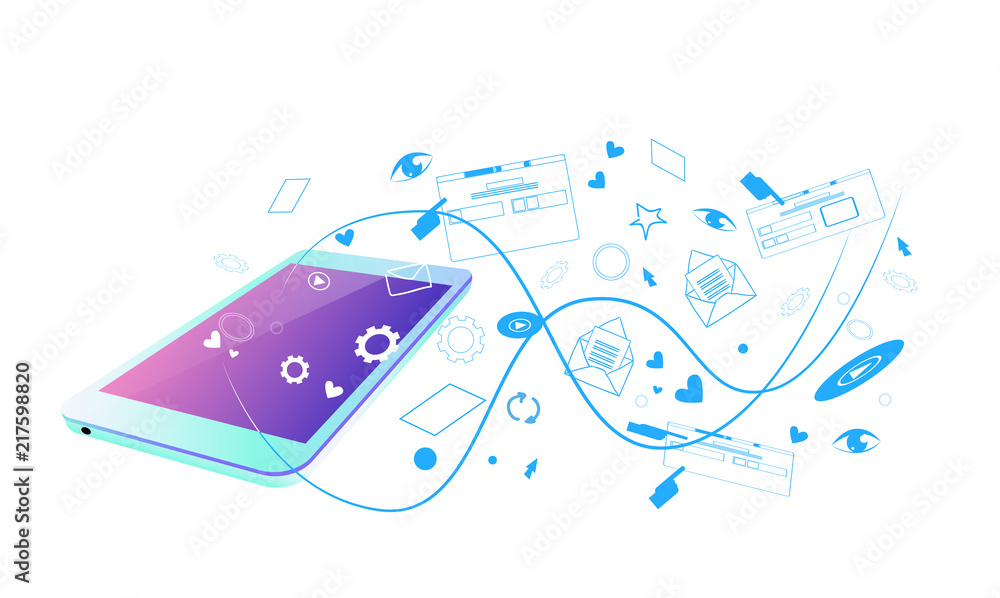 Poster web browsing mobile app screen synchronization online application social network streaming sketch do