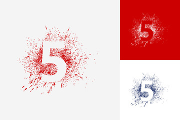 Letter 5 Splash Grunge Logo Template Design Vector, Emblem, Design Concept, Creative Symbol, Icon
