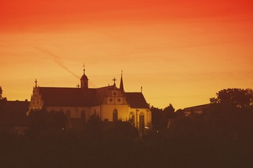 Dettelbach - Wallfahrtskirche Maria im Sand bei Sonnenuntergang