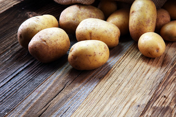 potato food . Fresh raw organic potatoes
