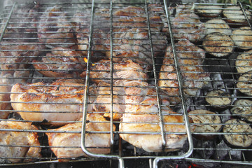 Barbeque Fried On The Bonfire And Coals