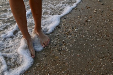 feet foam and beach