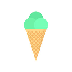 Mint ice cream vector clipart cartoon. Waffle ice cream.