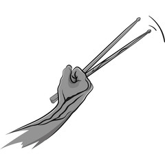 Drum sticks in the hand