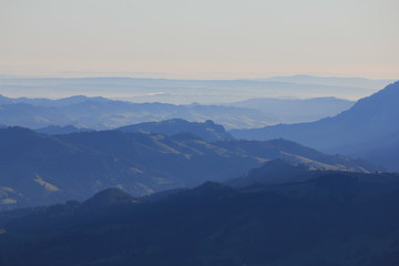 Fototapeta premium Early morning in the Bernese Oberland. View from Mount Niesen, Switzerland.