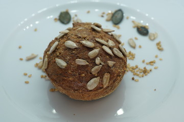 Freshly baked rolls made of healthy ingredients and baked in the oven. 


