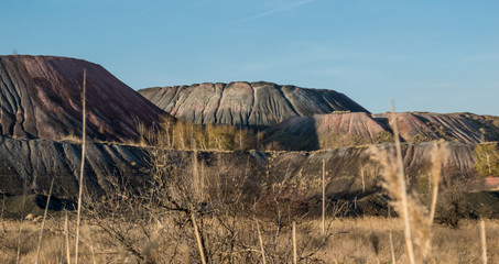 Industrial landscape: waste after coal mining in the mine.