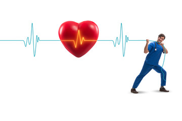 Cardiologist in telemedicine concept with heart beat
