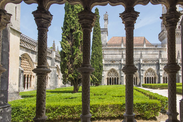 Architectural details of Batalha monastery in Batalha