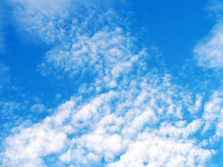 A bright blue sky with white cirrostratus (Cs) clouds. Natural meteorological background. Stratiform, cirrus