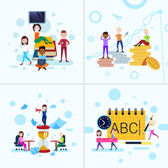 Fototapeta premium set diversity boy girl character concepts male female template for design work and animation on white background full length flat vector illustration