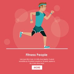 Fitness people running poster with information vector illustration graphic design