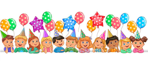 Cute children faces birthday