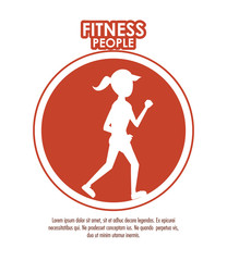 Fitness woman running silhouette round icon poster with information vector illustration graphic design