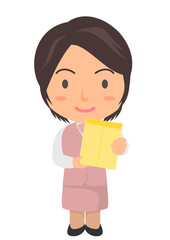 封筒を持つOL