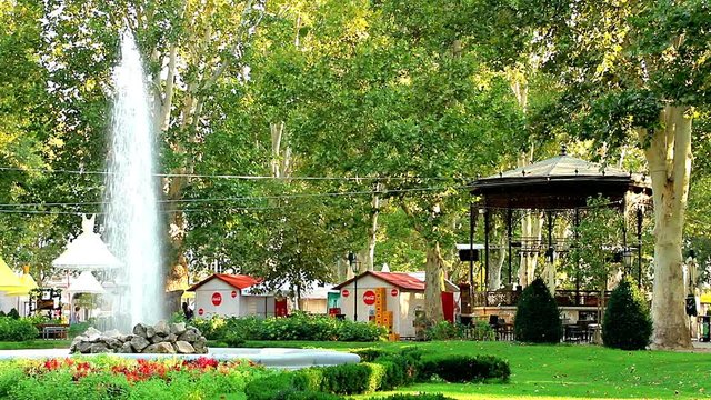     Fountain in Zrinjevac park in Zagreb on a sunny day 