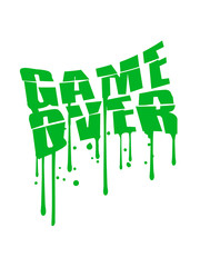 tropfen graffiti game over kotzen übergeben brechen übelkeit erbrechen spucken schwall kotze ekelhaft ekelig alkohol kater betrunken saufen party bier schlecht comic cartoon clipart