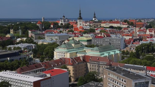 Picturesque Panoramic Image of One of the Ancient European Cities Tallinn in Estonia. Panorama Image Composition