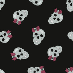 Halloween Seamless Pattern BLACK SKULL Color Vector Illustration Set for Digital Print, Holidays, Wall Decorations, Scrapbooking, Photo Album Design and Digital Paper